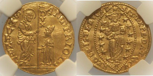 VENEZIA Antonio Priuli (1618-1623) Zecchino Pao 1 AU Oro Gold In Slab NGC MS 62...