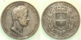 REGNO DI SARDEGNA - CARLO ALBERTO (1831-1849) - 5 Lire 1831 Genova Croce sottile dello stemma al rov. - Gig. 51 RR AG
qbb