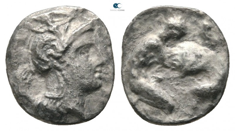 Lucania. Herakleia 433 BC-AD 330. 
Diobol AR

11mm., ,90g.



fine