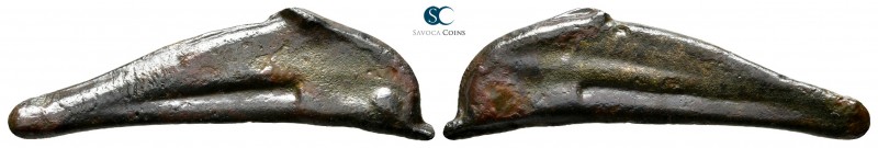 Scythia. Olbia circa 525-350 BC. 
Cast Æ Dolphin

35mm., 2,22g.



very f...