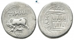 Illyria. Apollonia circa 250-200 BC. TIMHN(Timen) and ΔΑΜΟΦΩΝ(Damaphon). Drachm AR