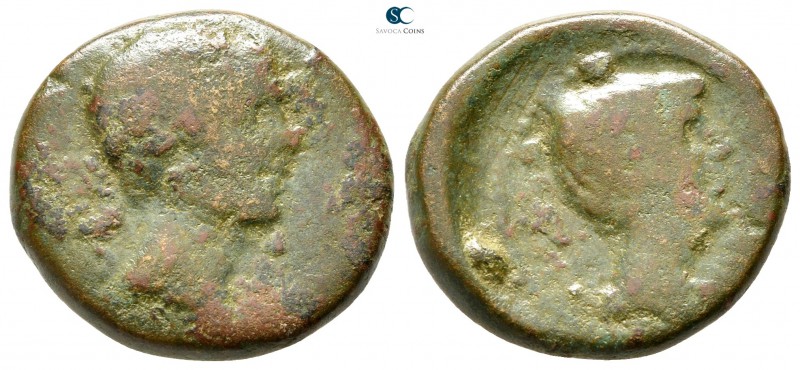 Macedon. Thessalonica. Augustus, with Divus Julius Caesar 27 BC-AD 14. 
Bronze ...