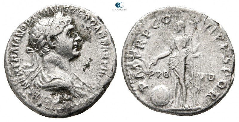 Trajan AD 98-117. Rome
Denarius AR

18mm., 3,10g.



very fine