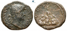 Hadrian AD 117-138. Struck for circulation in Caesarea. Rome. Semis Æ