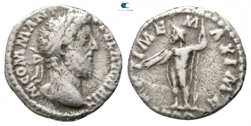 Commodus AD 180-192. Rome
Denarius AR

17mm., 2,47g.



nearly very fine