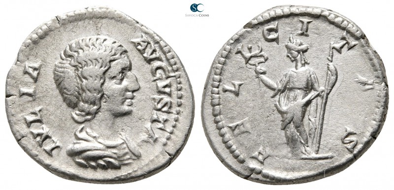 Julia Domna, wife of Septimius Severus AD 193-217. Rome
Denarius AR

19mm., 3...