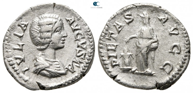 Julia Domna, wife of Septimius Severus AD 193-217. Rome
Denarius AR

18mm., 3...