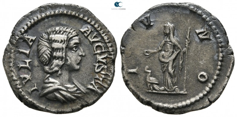 Julia Domna, wife of Septimius Severus AD 193-217. Rome
Denarius AR

18mm., 3...