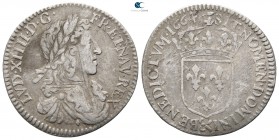 France. Louis XIII AD 1610-1643. 1/12 Ecu AR 1664