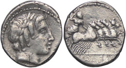 ROMANE REPUBBLICANE - ANONIME - Monete senza il nome del monetiere (143-81a.C.) - Denario B. 226; Cr. 350A/2 (AG g. 2,7) Suberato (?)

Status: qBB