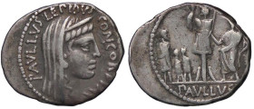 ROMANE REPUBBLICANE - AEMILIA - L. Aemilius Lepidus Paullus (62 a.C.) - Denario B. 10; Cr. 415/1 (AG g. 3,67)

Status: BB