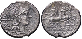 ROMANE REPUBBLICANE - ANTESTIA - L. Antestius Gragulus (136 a.C.) - Denario B. 9; Cr. 238/1 (AG g. 3,55)

Status: BB+/BB