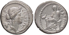 ROMANE REPUBBLICANE - CLAUDIA - C. Clodius C. f. Vestalis (41 a.C.) - Denario B. 13; Cr. 512/2 (AG g. 3,44)

Status: qBB