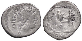 ROMANE REPUBBLICANE - EGNATULEIA - C. Egnatuleius C. f. (97 a.C.) - Quinario B. 1; Cr. 333/1 (AG g. 1,68)

Status: meglio di MB