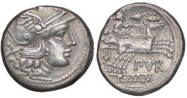 ROMANE REPUBBLICANE - FURIA - L. Furius Purpureo (169-158 a.C.) - Denario B. 13; Cr. 187/1 (AG g. 3,75)

Status: BB+