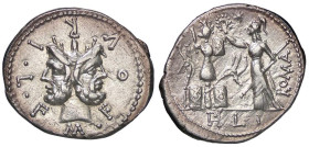 ROMANE REPUBBLICANE - FURIA - M. Furius L. f. Philus (119 a.C.) - Denario B. 18; Cr. 281/1 (AG g. 3,91)

Status: qSPL