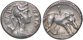 ROMANE REPUBBLICANE - HOSIDIA - C. Hosidius C. f. Geta (68 a.C.) - Denario B. 1; Cr. 407/2 (AG g. 3,94) Delicata patina

Status: SPL