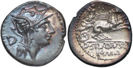 ROMANE REPUBBLICANE - JUNIA - D. Junius Silanus L. f. (91 a.C.) - Denario B. 15; Cr. 337/3 (AG g. 3,86) Patinata al D/

Status: SPL