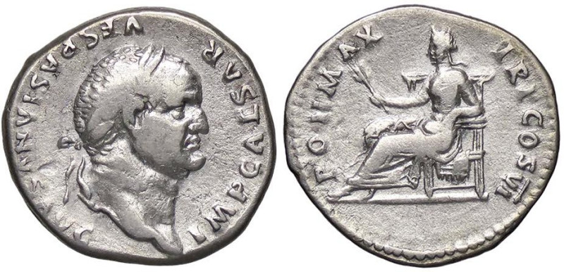 ROMANE IMPERIALI - Vespasiano (69-79) - Denario C. 366 (AG g. 3,42)

Status: B...