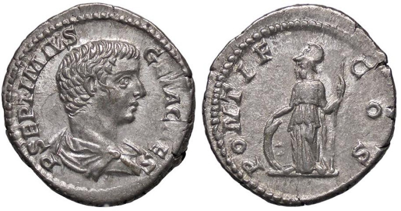 ROMANE IMPERIALI - Geta (209-212) - Denario C. 104; RIC 34a (AG g. 3,41)

Stat...