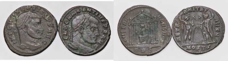 ROMANE IMPERIALI - Massenzio (306-312) - Follis (MI g. 6,32)gr. 6,48 Lotto di 2 ...