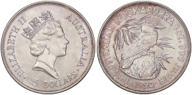 ESTERE - AUSTRALIA - Elisabetta II (1952-2022) - 5 Dollari 1990 - Kookaburra Kr. 189 AG

Status: FDC