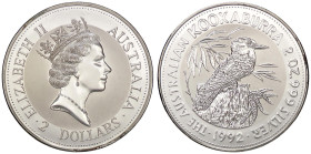 ESTERE - AUSTRALIA - Elisabetta II (1952-2022) - 2 Dollari 1992 - Kookaburra Kr. 179 AG

Status: FS