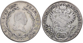ESTERE - AUSTRIA - Francesco II (1792-1806) - 20 Kreuzer 1806 B Kr. 2140 AG

Status: qBB