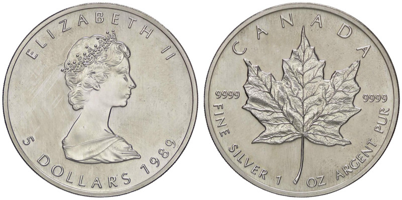 ESTERE - CANADA - Elisabetta II (1952-2022) - 5 Dollari 1989 Kr. 163 AG

Statu...