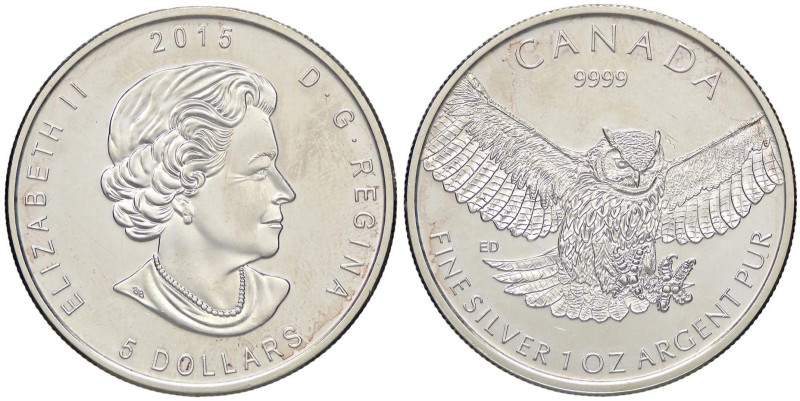 ESTERE - CANADA - Elisabetta II (1952-2022) - 5 Dollari 2015 - Gufo AG

Status...