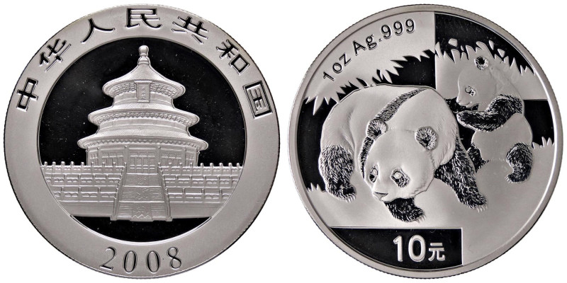 ESTERE - CINA - Repubblica Popolare Cinese (1912) - 10 Yuan 2008 - Panda AG

S...