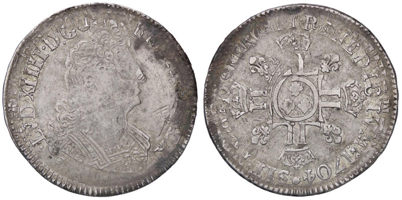 ESTERE - FRANCIA - Luigi XIV (1643-1715) - Scudo 1704 Riformato Kr. 1320.1 AG Ri...