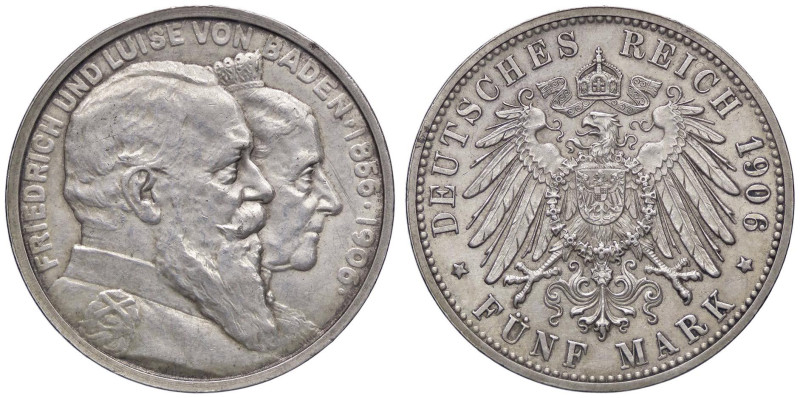 ESTERE - GERMANIA - BADEN - Federico I Gran Duca (1856-1907) - 5 Marchi 1906 Kr....