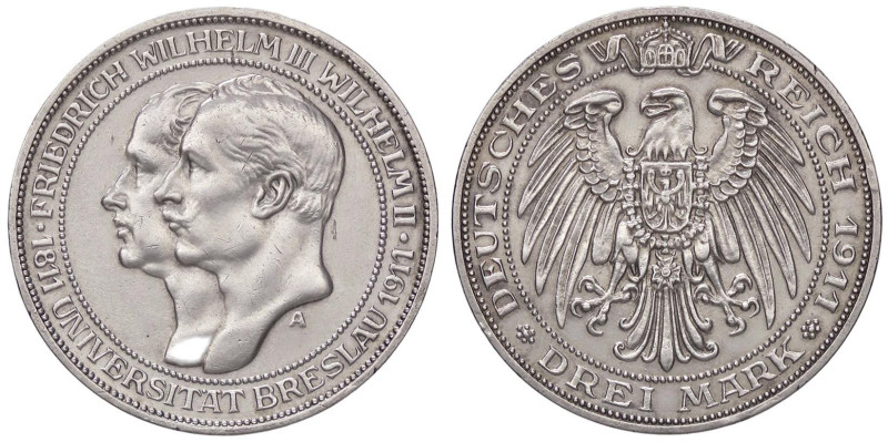 ESTERE - GERMANIA - PRUSSIA - Guglielmo II (1888-1918) - 3 Marchi 1911 A - Unive...