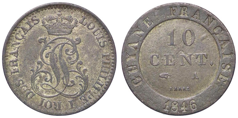 ESTERE - GUYANA FRANCESE - Luigi Filippo I (1830-1848) - 10 Centimes 1846 A Kr. ...