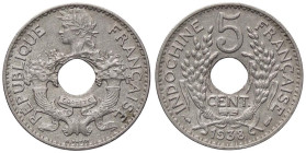 ESTERE - INDOCINA FRANCESE - Terza Repubblica (1870-1940) - 5 Cents 1938 Kr. 18 R NI

Status: SPL