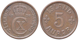 ESTERE - ISLANDA - Cristiano X (1912-1944) - 5 Aurar 1926 Kr. 7.1 R CU

Status: BB+