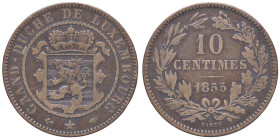 ESTERE - LUSSEMBURGO - Guglielmo III (1849-1890) - 10 Centimes 1855 A Kr. 23.2 CU

Status: qBB