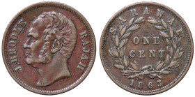 ESTERE - MALESIA - SARAWAK - James Brooke (1841-1868) - Cent 1863 Kr. 3 CU

Status: BB+