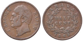 ESTERE - MALESIA - SARAWAK - James Brooke (1841-1868) - 1/2 Cent 1863 Kr. 2 CU

Status: qBB