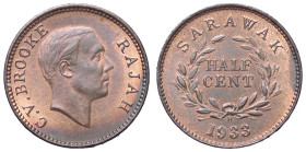 ESTERE - MALESIA - SARAWAK - Charles V. Brooke (1917-1946) - 1/2 Cent 1933 H Kr. 20 CU

Status: bello SPL