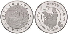 ESTERE - MALTA - Repubblica - 5 Liri 1984 - Decennale delle donne Kr. 71 AG

Status: FS