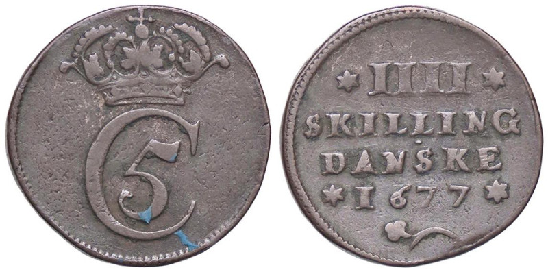 ESTERE - NORVEGIA - Cristiano V (1670-1699) - 4 Skilling 1677 CU

Status: qBB