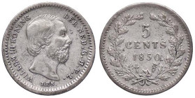 ESTERE - OLANDA - Guglielmo III (1849-1890) - 5 Cents 1850 Kr. 91 AG

Status: BB+