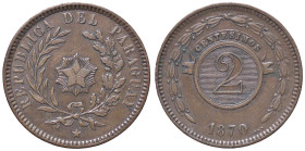 ESTERE - PARAGUAY - Repubblica - 2 Centesimos 1870 Kr. 3 R CU

Status: qSPL