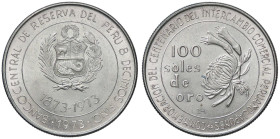 ESTERE - PERU' - Repubblica (1822) - 100 Soles 1973 - 100° anniversario del trattato con il Giappone Kr. 261 AG

Status: FDC