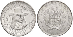 ESTERE - PERU' - Repubblica (1822) - 50 Soles 1971 - 150° anniversario dell'indipendenza Kr. 256 AG

Status: qFDC/FDC