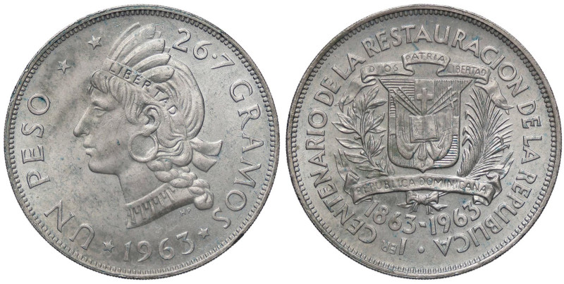 ESTERE - REPUBBLICA DOMINICANA - Repubblica (1866) - Peso 1963 Kr. 30 AG

Stat...