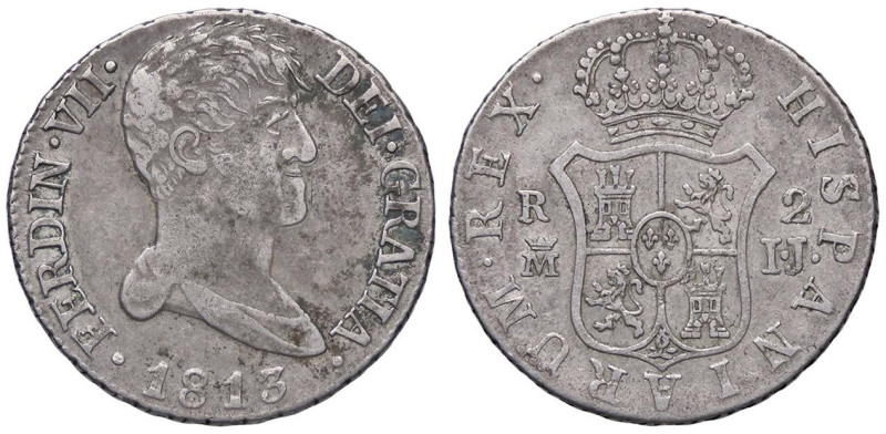 ESTERE - SPAGNA - Ferdinando VII (1808-1833) - 2 Reales 1813 M IJ Kr. 134 AG

...