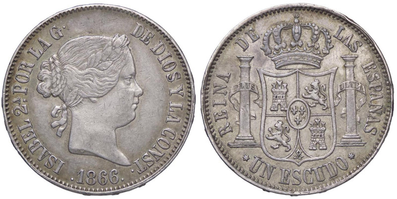 ESTERE - SPAGNA - Isabella II (1833-1868) - 2 Escudos 1866 Kr.629 AG

Status: ...